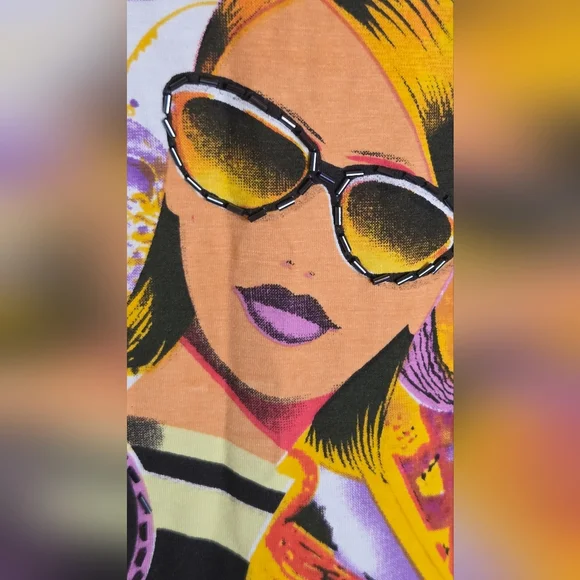 Paolo Santini M Della Vita Multiclrd Lslv Pop art Floral Print Women's T-shirt - Picture 9 of 12